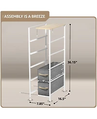 Sorbus Narrow Dresser with 5 Drawers - Steel Frame, Wood Top & Easy Pull Fabric Bins