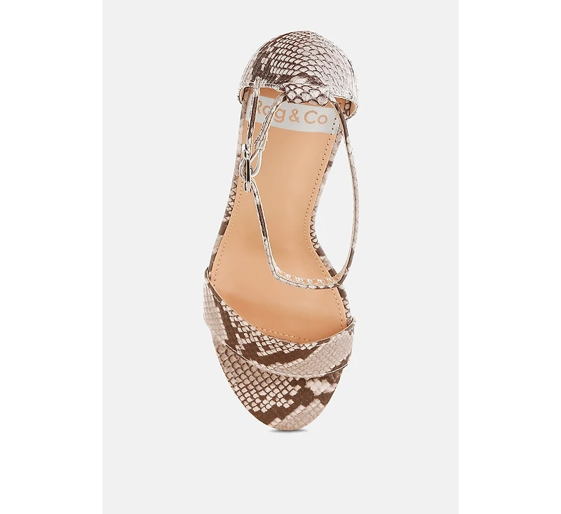 Kodor Snake Print Slim Wedge Heel Sandals