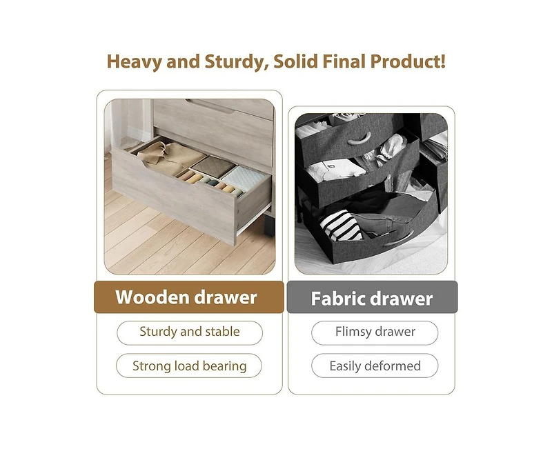 gaomon 4-Drawer Dresser for Bedroom, 41.5" Tall Freestanding Storage Chest, Grey