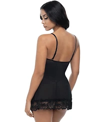 Oh La Cheri Women's Valentine Soft Cup Ruffle Hem Lace Babydoll