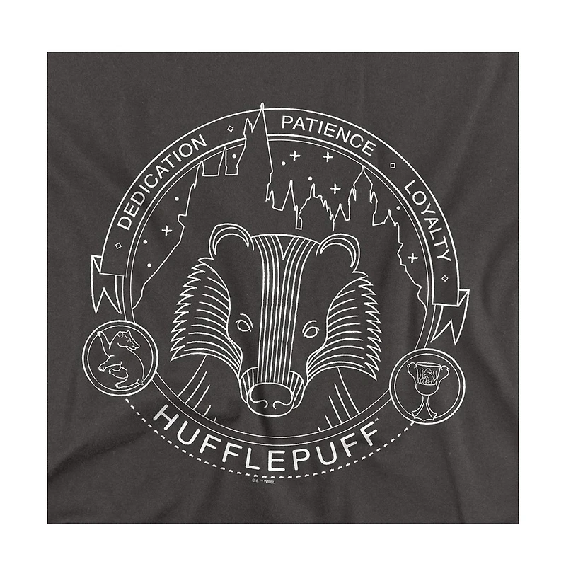 Harry Potter Men's Hufflepuff Line Art Badge T Shirt