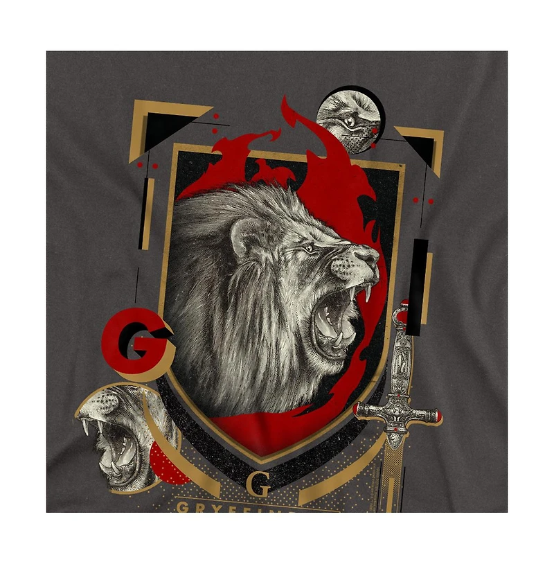 Harry Potter Men's Gryffindor Magicial Mischief Level Up Crest T Shirt