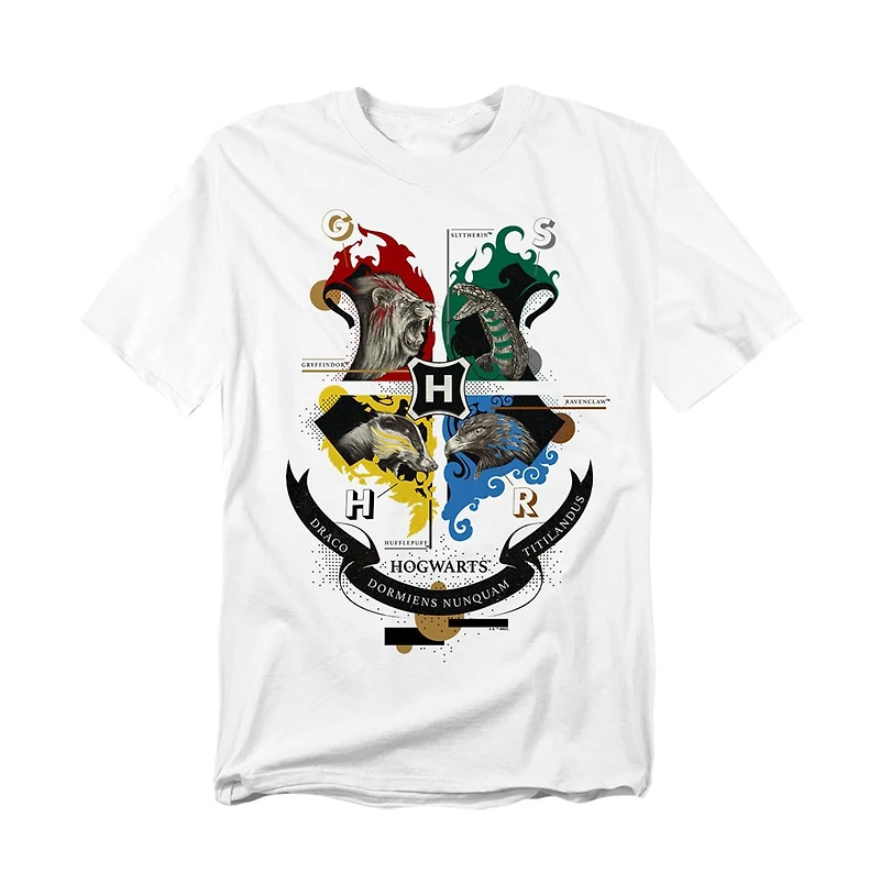 Harry Potter Men's Hogwarts Shield Wrealistic Mascots T Shirt