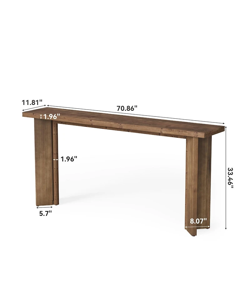 Tribesigns Solid Wood Console Table, 70.9-Inch Narrow Long Sofa Table, Farmhouse Entryway Table