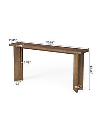 Tribesigns Solid Wood Console Table, 70.9-Inch Narrow Long Sofa Table, Farmhouse Entryway Table
