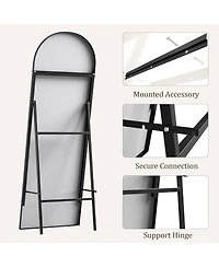 Homfan Arched Full Length Mirror, 65x22 Inches Full Floor Body Mirror, Freestanding Leaning Mirror with Stand