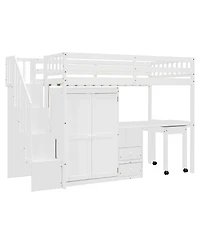 Streamdale Furniture Kids & Teens Loft Bed with Stairs, Storage, and Desk