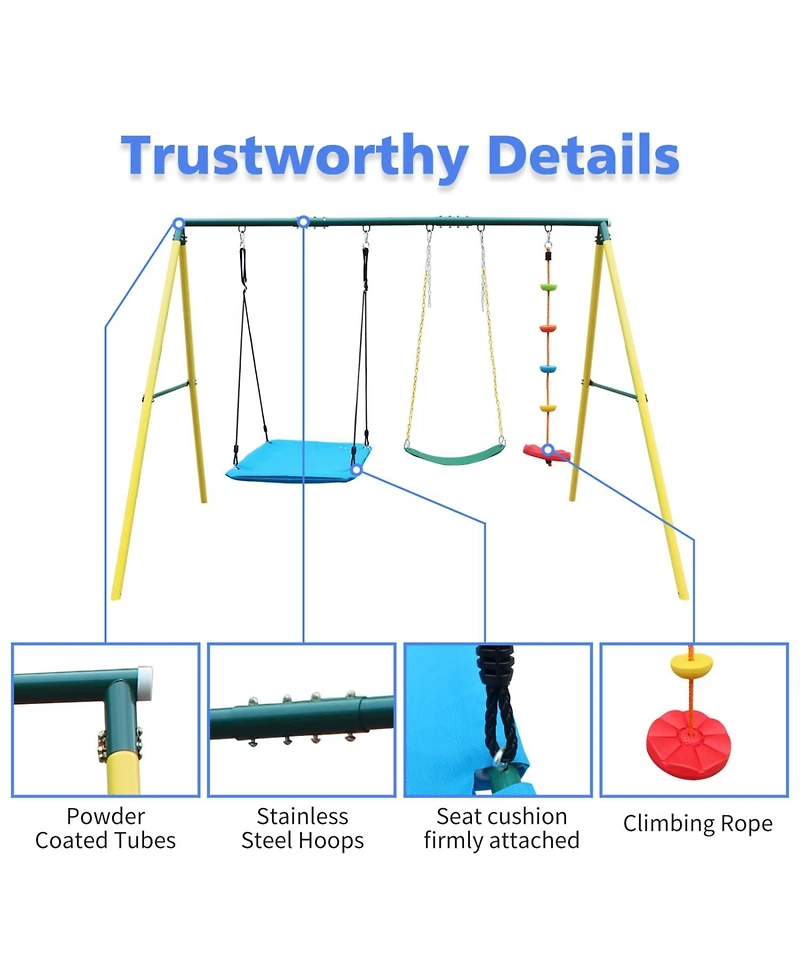 Streamdale Furniture Boys Safe & Fun Swing Set 2-Seat with Safety Belt