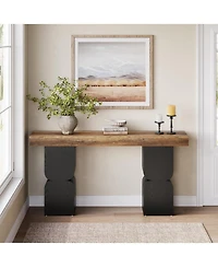 Tribesigns 63-Inch Console Table, Heavy-Duty Look, Behind Couch Sofa Table, Color Blocking Design, Bold Structural Presence, Modern Entryway Furniture