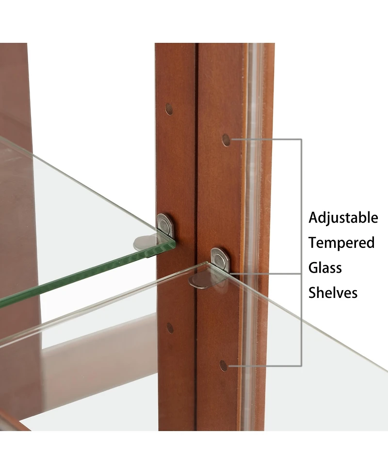 Streamdale Furniture Streamdale Lighted Curio Cabinet with Adjustable Shelves, Mirrored Back, Tempered Glass Doors and Storage Space