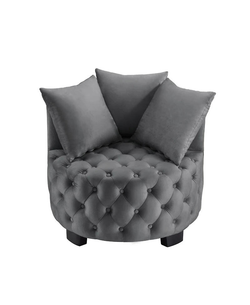 Streamdale Furniture Contemporary Upholstered Tufted Leisure Chair Accent Chair Dark