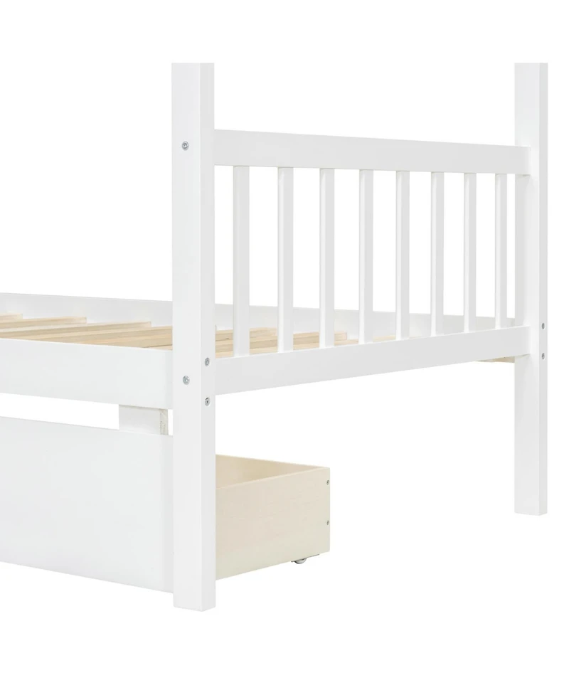 Streamdale Furniture Twin Wooden House Bed with Drawers