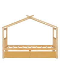 Streamdale Furniture Twin Wooden House Bed with Drawers
