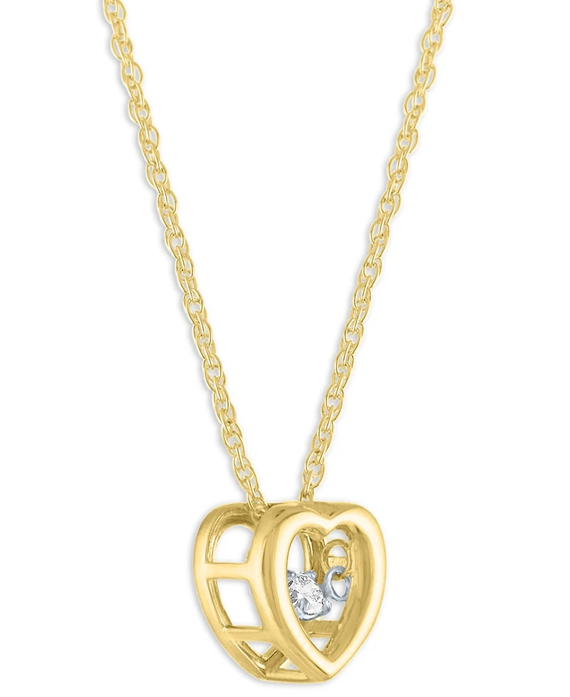 Macy's Heart Diamond Pendant Necklace (1/10 ct. t.w.) in 14k Yellow Gold Over Sterling Silver