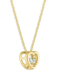 Macy's Heart Diamond Pendant Necklace (1/10 ct. t.w.) in 14k Yellow Gold Over Sterling Silver
