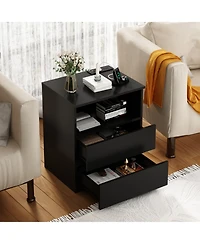 Streamdale Furniture End Table with Usb C Charging, 2 Drawers, Storage Cabinet