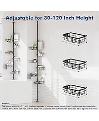 Adjustable Shower Caddy with 6 Baskets, Towel Rack, Toothbrush Case