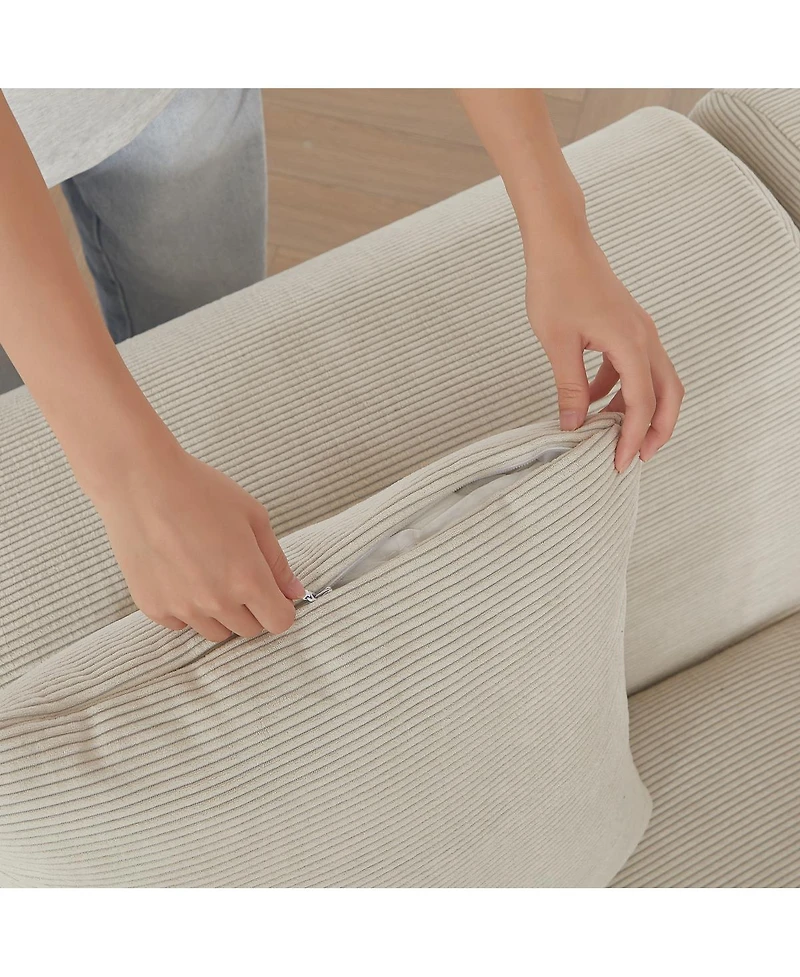 Streamdale Furniture Streamdale Modern L-Shaped Corduroy Sectional Sofa with Movable Ottoman