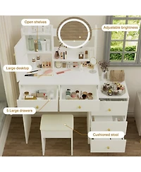 Streamdale Furniture Vanity Desk with Mirror, Lights