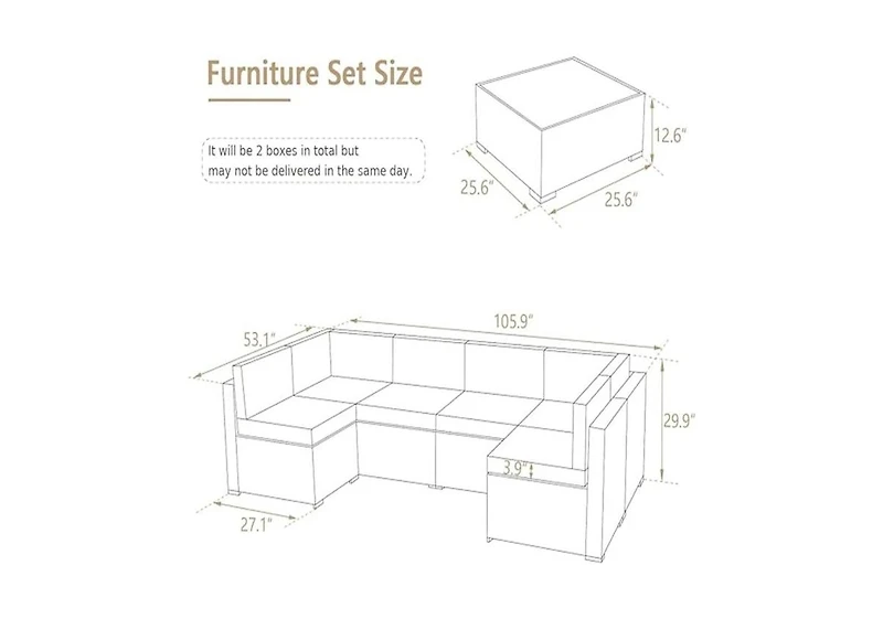 Aecojoy 7 Piece Outdoor Patio Furniture Set