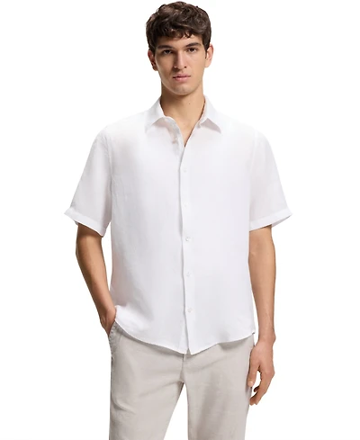 Boss by Hugo Men's Linen Regular-Fit Short-Sleeved Shirt
