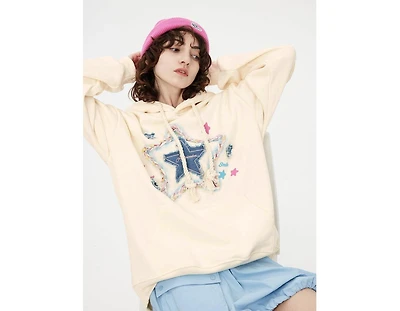 Aelfric Eden Women's Denim Star Applique Hoodie