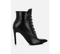 London Rag Womens Mesta Croco Textured Stiletto Boots