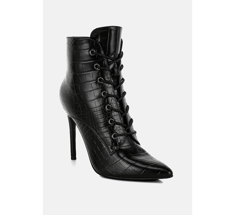 London Rag Womens Mesta Croco Textured Stiletto Boots