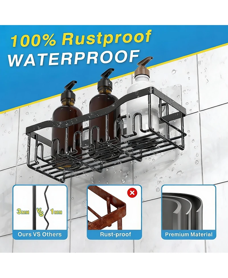 Yigii 5-Piece Stainless Steel Shower Organizer Set for Bathroom Storage