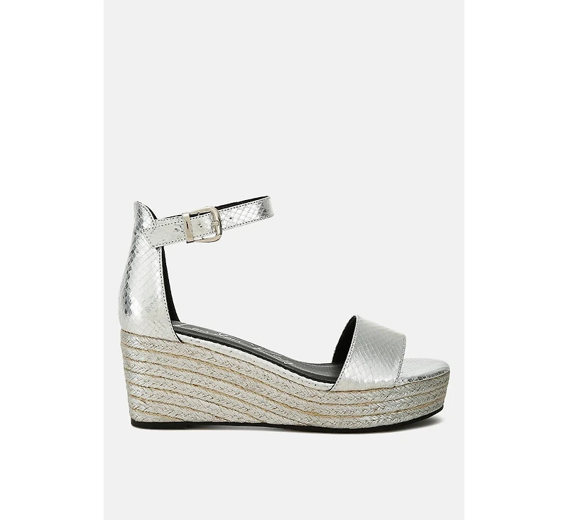 London Rag Utah Faux Leather Snake Wedge Espadrilles Women