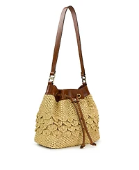 Patricia Nash Scalloped Raffia Small Belamy Drawstring Handbag