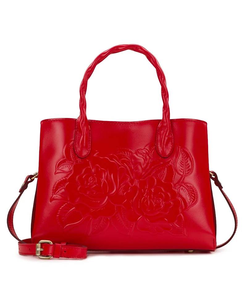 Patricia Nash Genovese Medium Floral Tooled Leather Satchel Bag