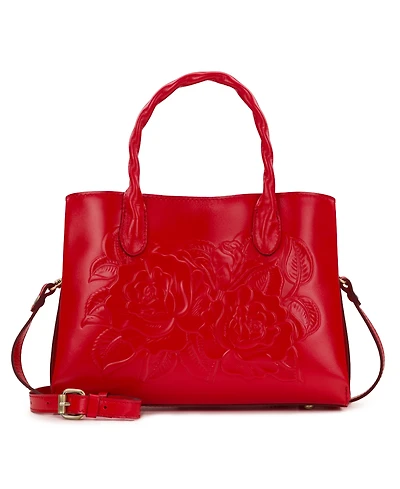 Patricia Nash Genovese Medium Floral Tooled Leather Satchel Bag