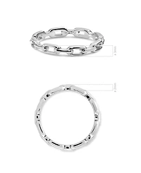 Devata Cable Link Ring Rhodium Plated Sterling Silver, 6
