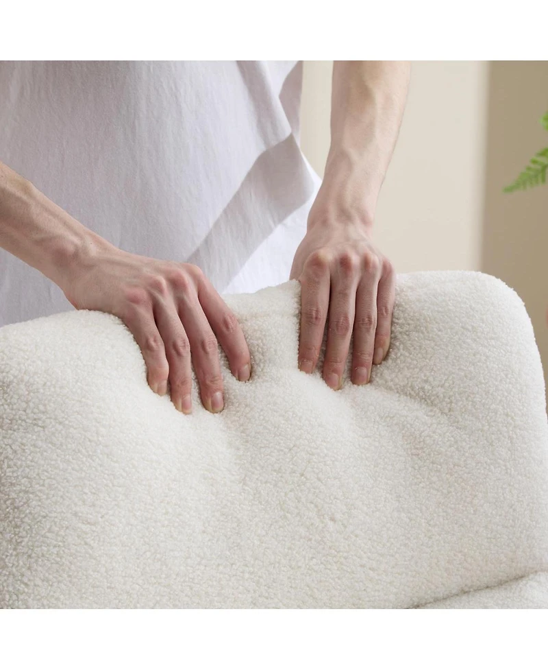 Streamdale Furniture Modern Accent Rocking Chair with Solid Wood Legs and Side Pocket (White, teddy