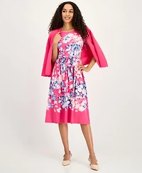 Kasper Women's Printed Tie-Waist Midi Dress