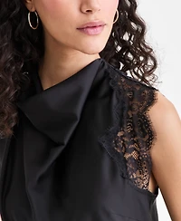 I.n.c. International Concepts Women's Lace-Trim Cowl-Neck Sleeveless Top, Macy's Exclusive