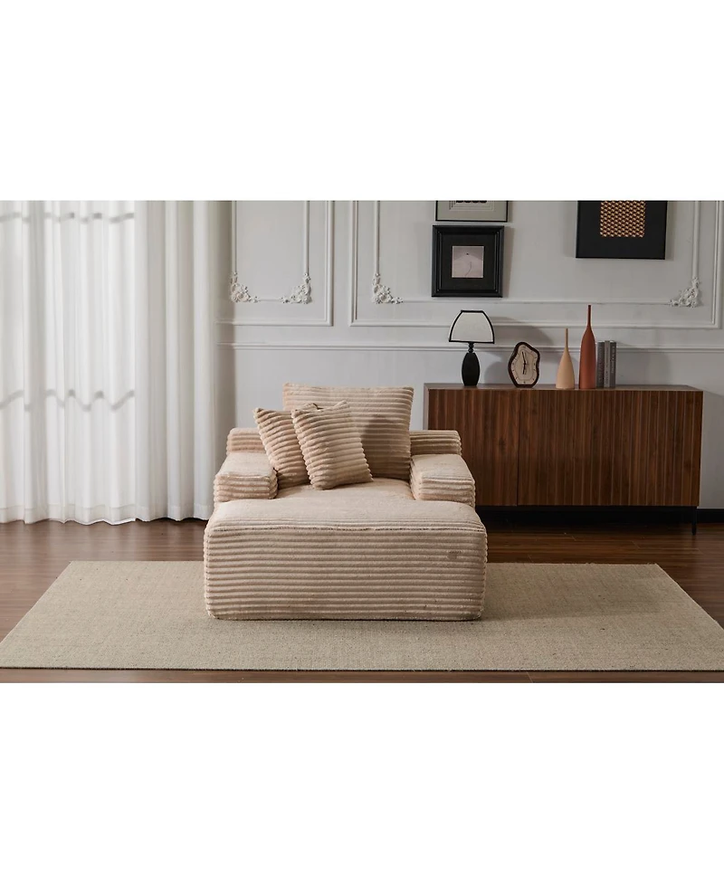 Streamdale Furniture Modern Striped Faux Fur Lounge Chair with Ergonomic Design