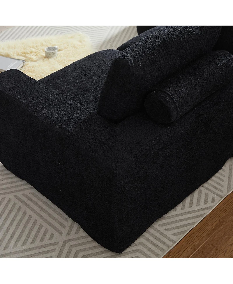 Streamdale Furniture Chenille Cloud Curved Sectional Sofa with Chaise - Modern Boneless Couch