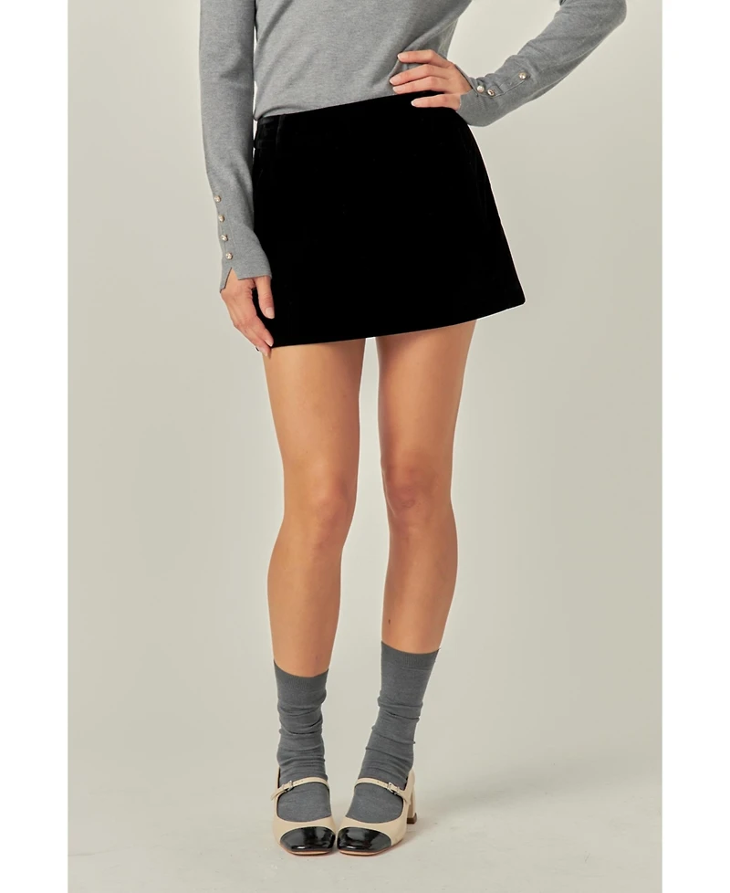 English Factory Women's Velvet Low Rise Skort.