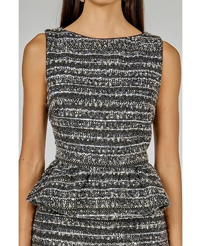 endless rose Women's Sequin Textured Peplum Top