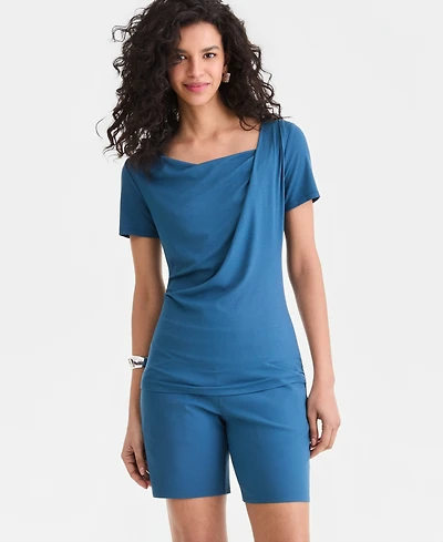 I.n.c. International Concepts Women's Asymmetric-Neck Top, Exclusively at Macy's