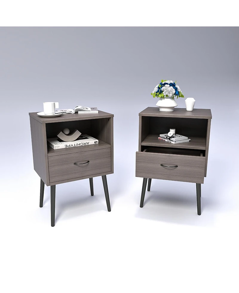 Streamdale Furniture Modern Nightstand Set with Storage Drawers & Shelves