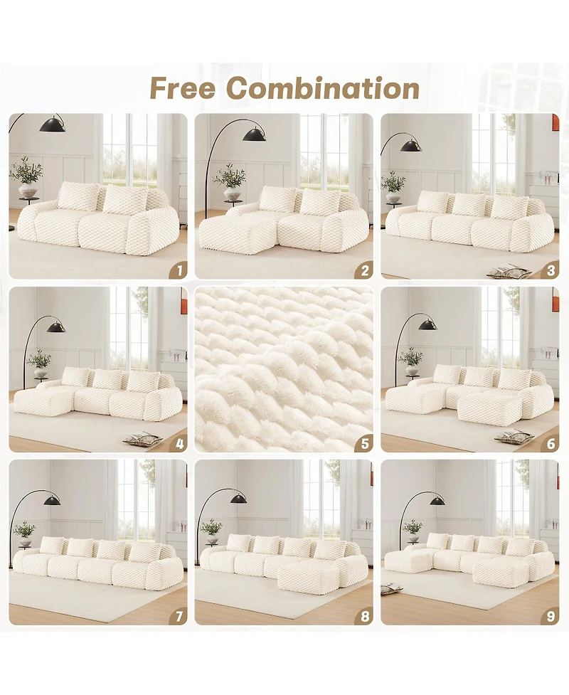 Streamdale Furniture Modern Modular Sectional Sofa, Flannelette Fabric, Oversized 3-Seater Couch
