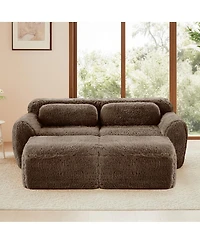 Streamdale Furniture Soft Plush Boneless Sofa with Chaise, No Assembly Required, Chocolate