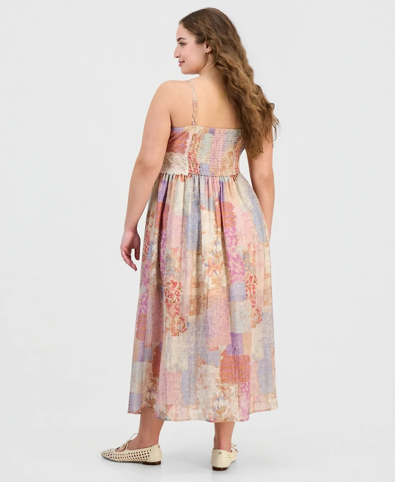 And Now This Trendy Plus Lace-Trim Patchwork-Print Maxi Dress, Macy's Exclusive