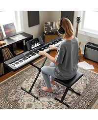 Costway 88-Key Electric Piano Keyboard with Adjustable Stand Stool, Light-up Keys & Buttons