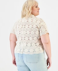 And Now This Trendy Plus Cotton Crochet Camp Shirt, Macy's Exclusive