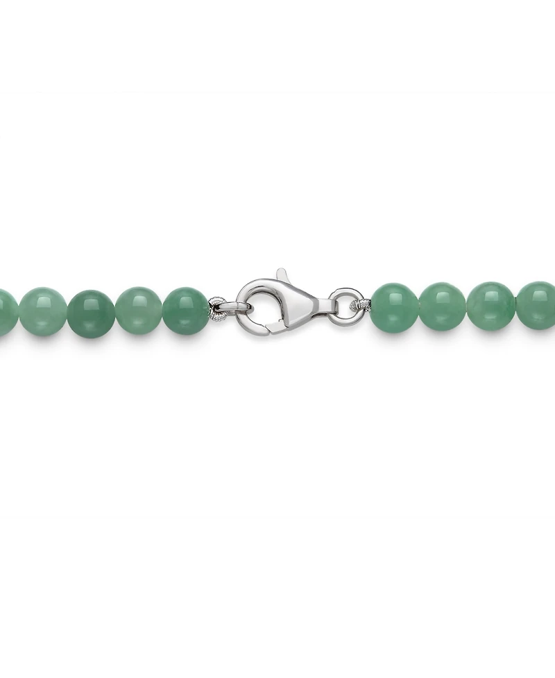 Macy's Cultured Freshwater Pearl & Dyed Green Jade Necklace in Sterling Silver