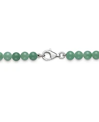 Macy's Cultured Freshwater Pearl & Dyed Green Jade Necklace in Sterling Silver
